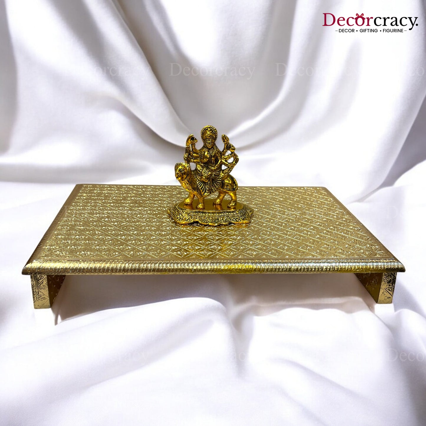 Rajwadi Patla Chowki for Pooja 12*18" Wooden Golden