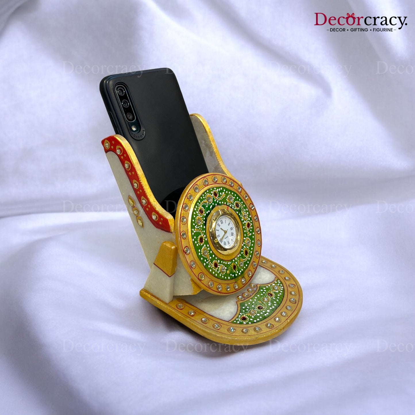 Rajasthani Marble Mobile Holder with Watch Meenakari