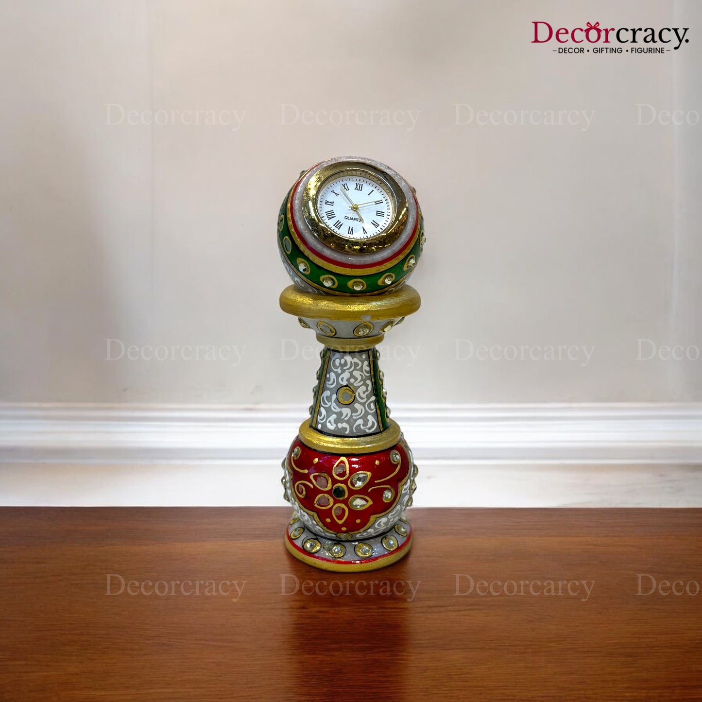 Rajasthani Marble Clock Tower Meenakari Table Watch