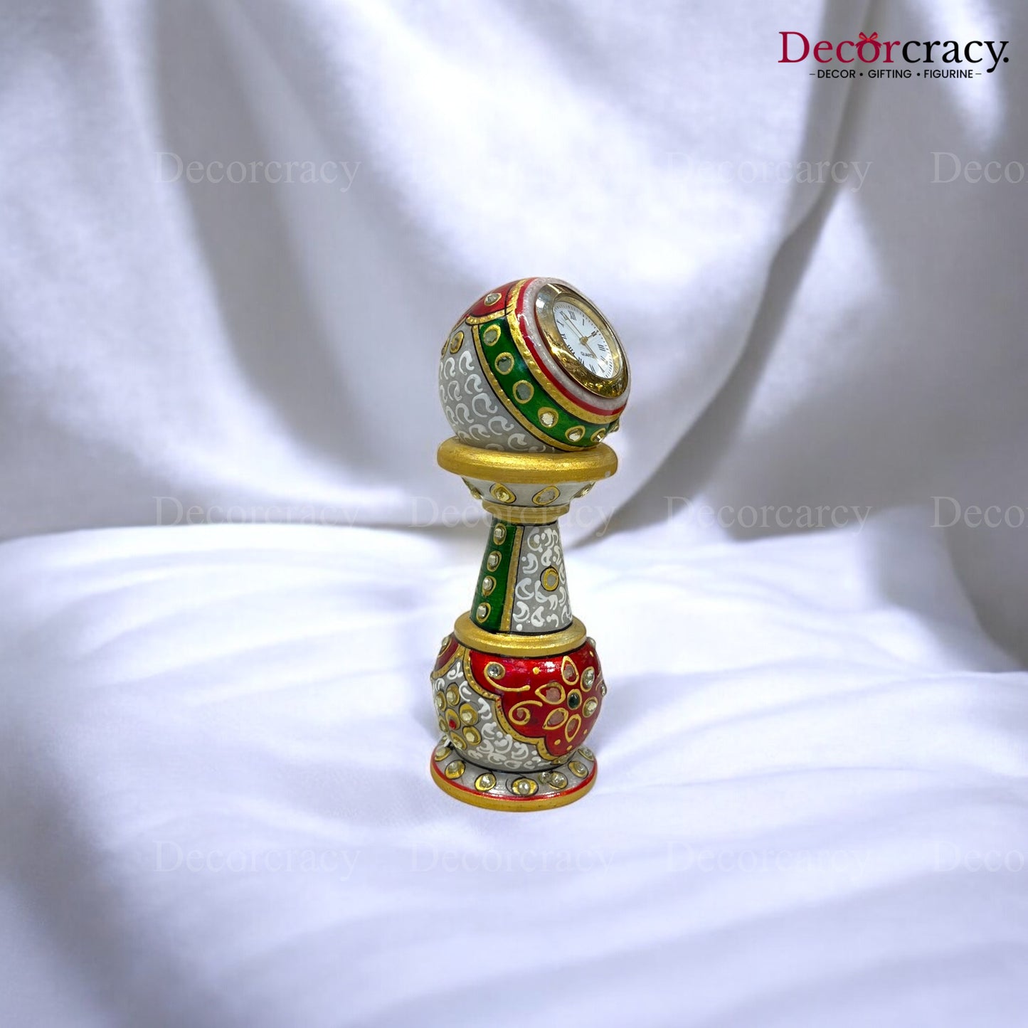 Rajasthani Marble Clock Tower Meenakari Table Watch