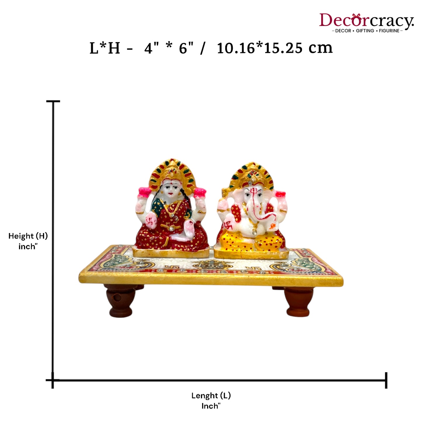 Rajasthani Marble Chowki Lakshmi Ganesh Meenakari