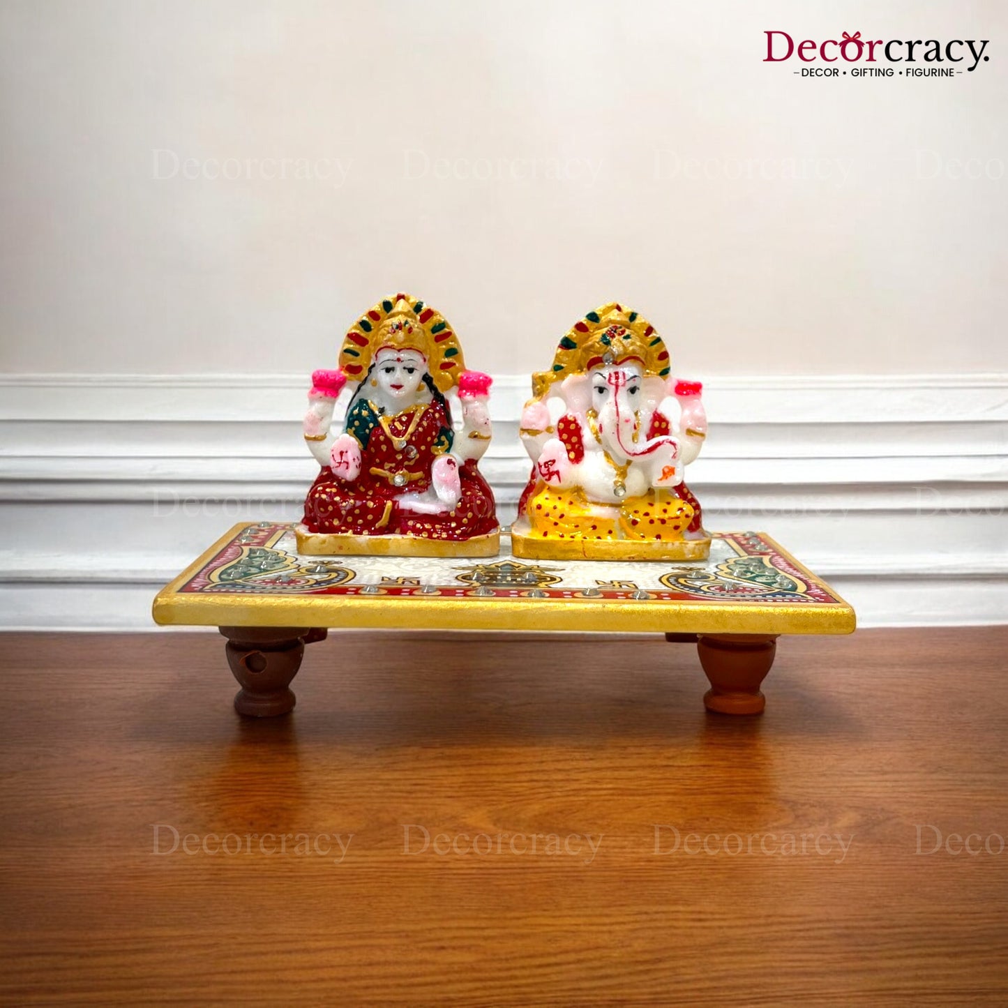 Rajasthani Marble Chowki Lakshmi Ganesh Meenakari