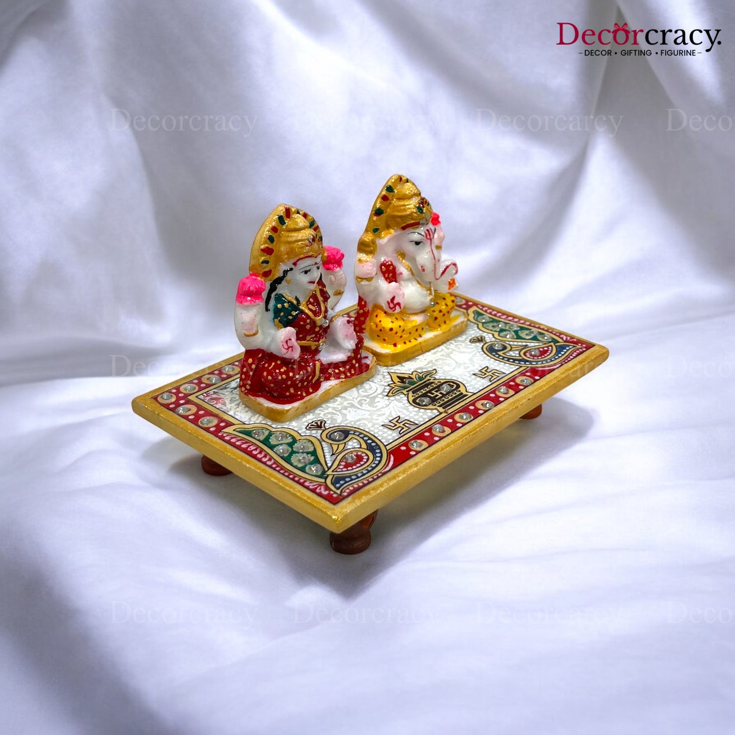 Rajasthani Marble Chowki Lakshmi Ganesh Meenakari