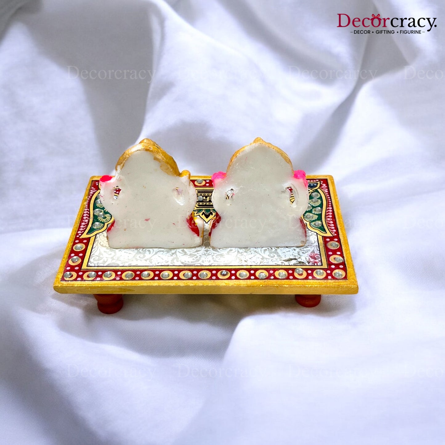 Rajasthani Marble Chowki Lakshmi Ganesh Meenakari
