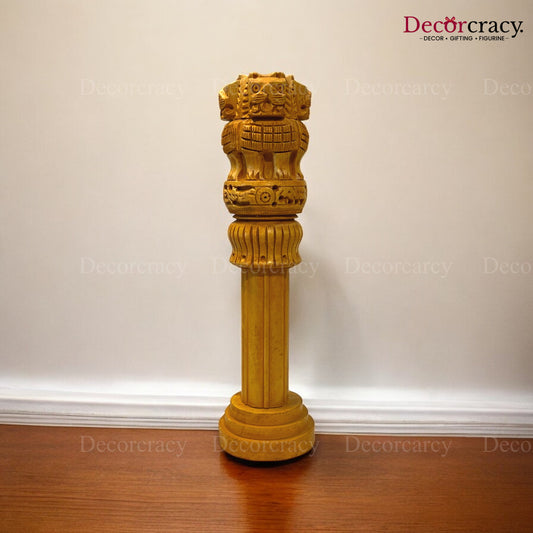 Ashok Stambh Pillar 9" Wooden Brown