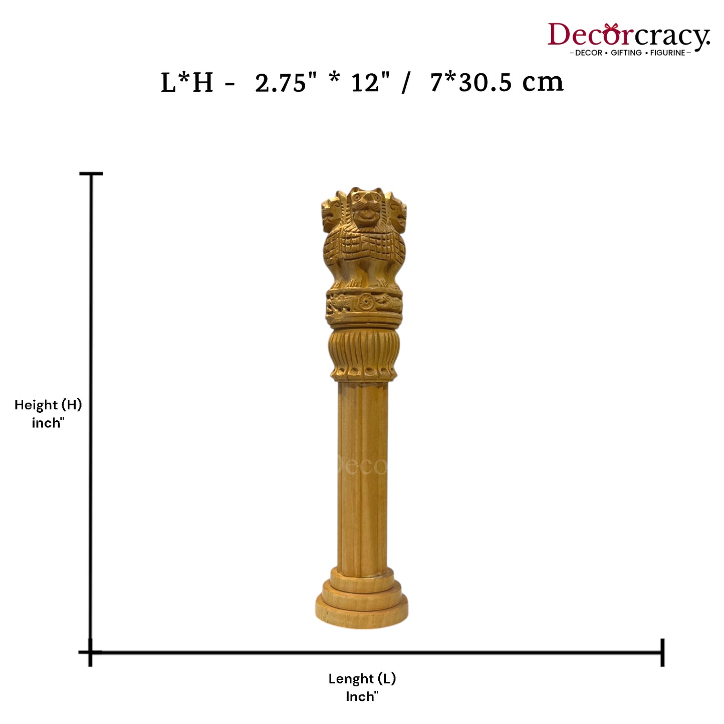Ashok Stambh Pillar 12" Wooden Brown