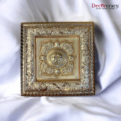 Golden 4 Partition Dry Fruit Mukhwas Box Fine Quality Wooden 8"