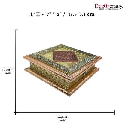 Rose Gold 4 Partition Dry Fruit Mukhwas Box Wooden 7"