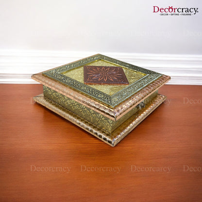 Rose Gold 4 Partition Dry Fruit Mukhwas Box Wooden 7"