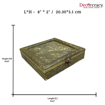 Peacock 4 Partition Dry Fruit Mukhwas Oxidized Box Wooden 8"