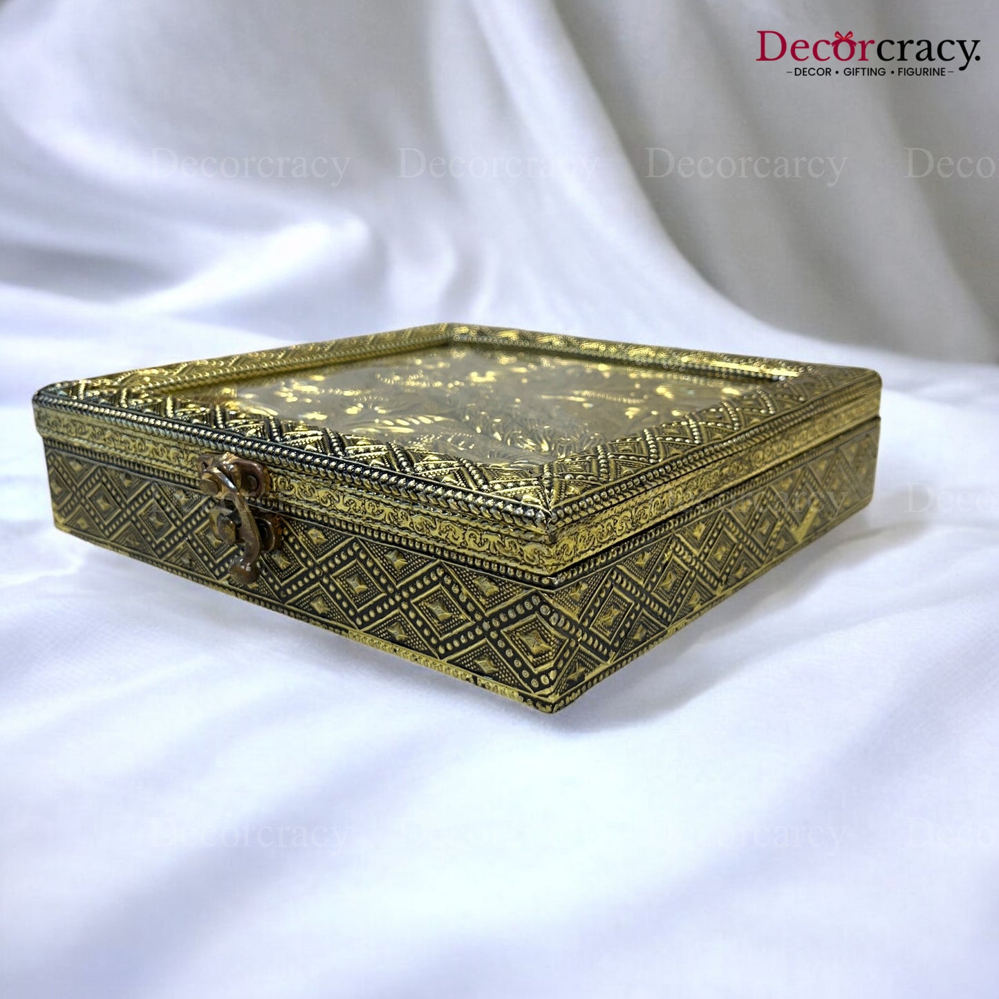 Peacock 4 Partition Dry Fruit Mukhwas Oxidized Box Wooden 8"