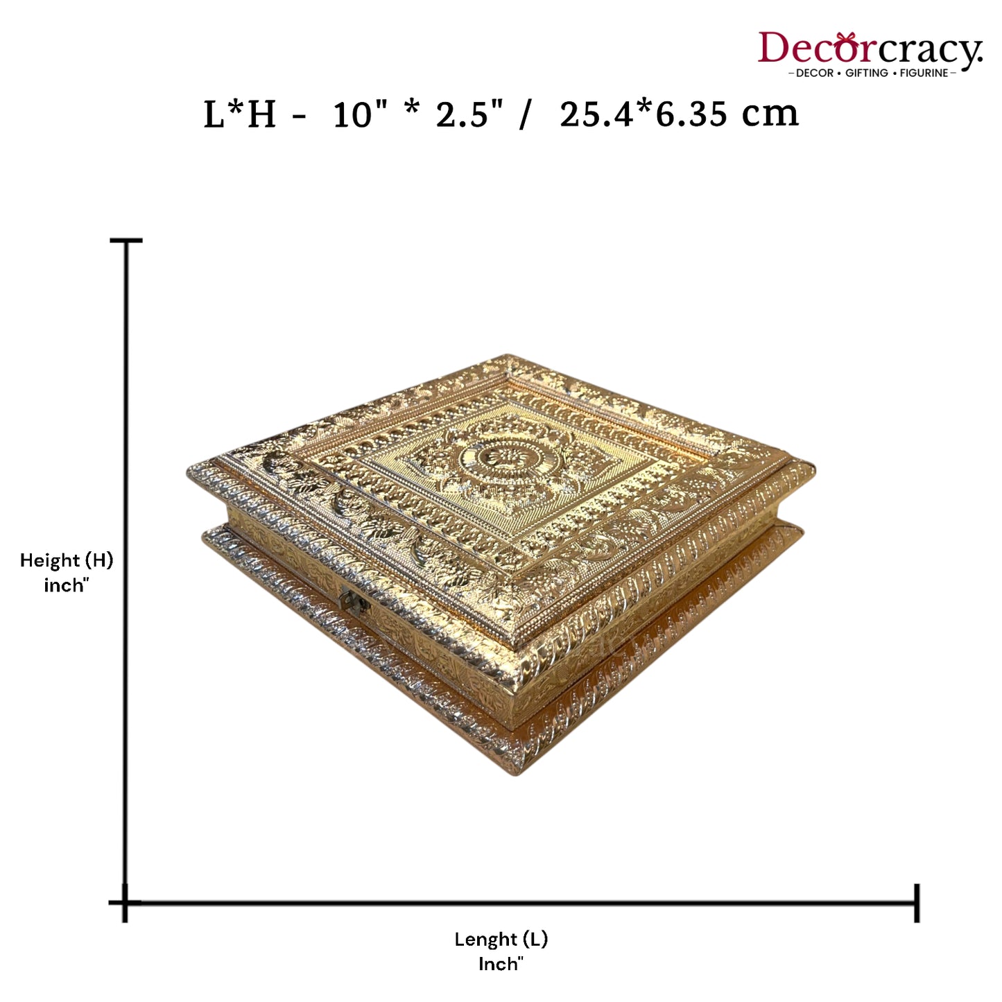 Golden 4 Partition Dry Fruit Mukhwas Box Fine Quality Wooden 10"