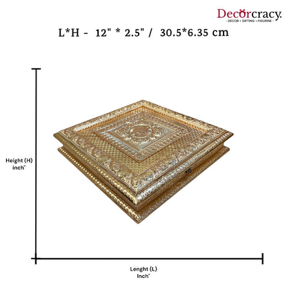 Golden 6 Partition Dry Fruit Mukhwas Box Fine Quality Wooden 12"
