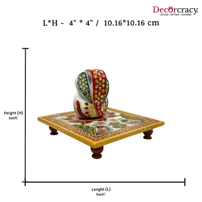 Rajasthani Marble Chowki Ganesh Meenakari