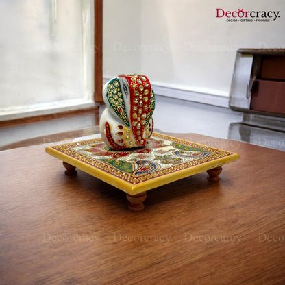 Rajasthani Marble Chowki Ganesh Meenakari