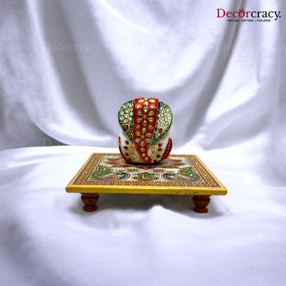 Rajasthani Marble Chowki Ganesh Meenakari