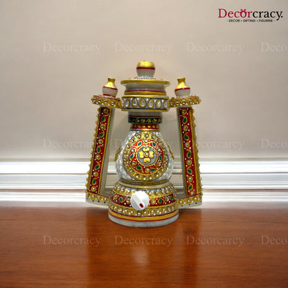 Rajasthani Marble Lamp with Bulb Meenakri Lantern 7"