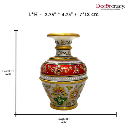 Rajasthani Marble Vase Meenakari 5"