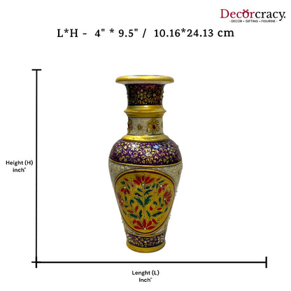 Rajasthani Marble Vase Meenakari 10"