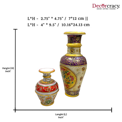 Rajasthani Marble Vase Meenakari Set 5 & 10"