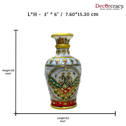 Rajasthani Marble Netted Vase Meenakari 6"