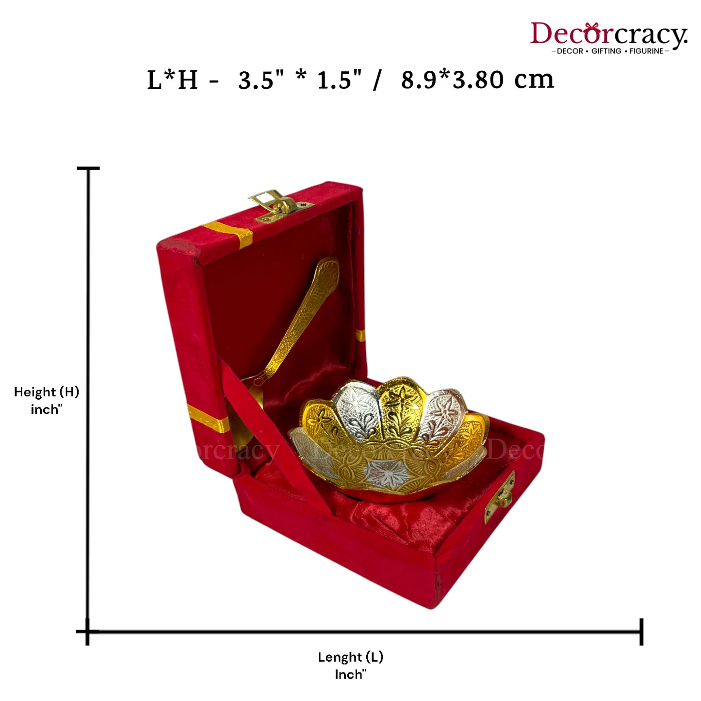 Gold Plated Bowl Metal Set Velvet Box