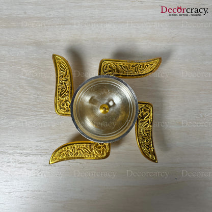 Swastik Deepak Velvet box Metal Set