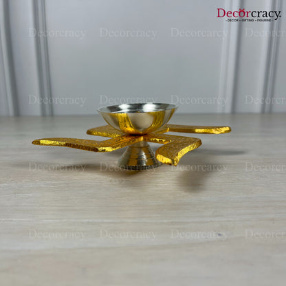 Swastik Deepak Velvet box Metal Set