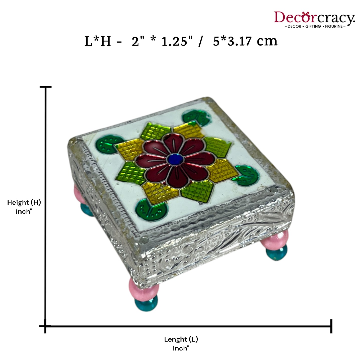 Chowki Patla 2" Wooden Silver