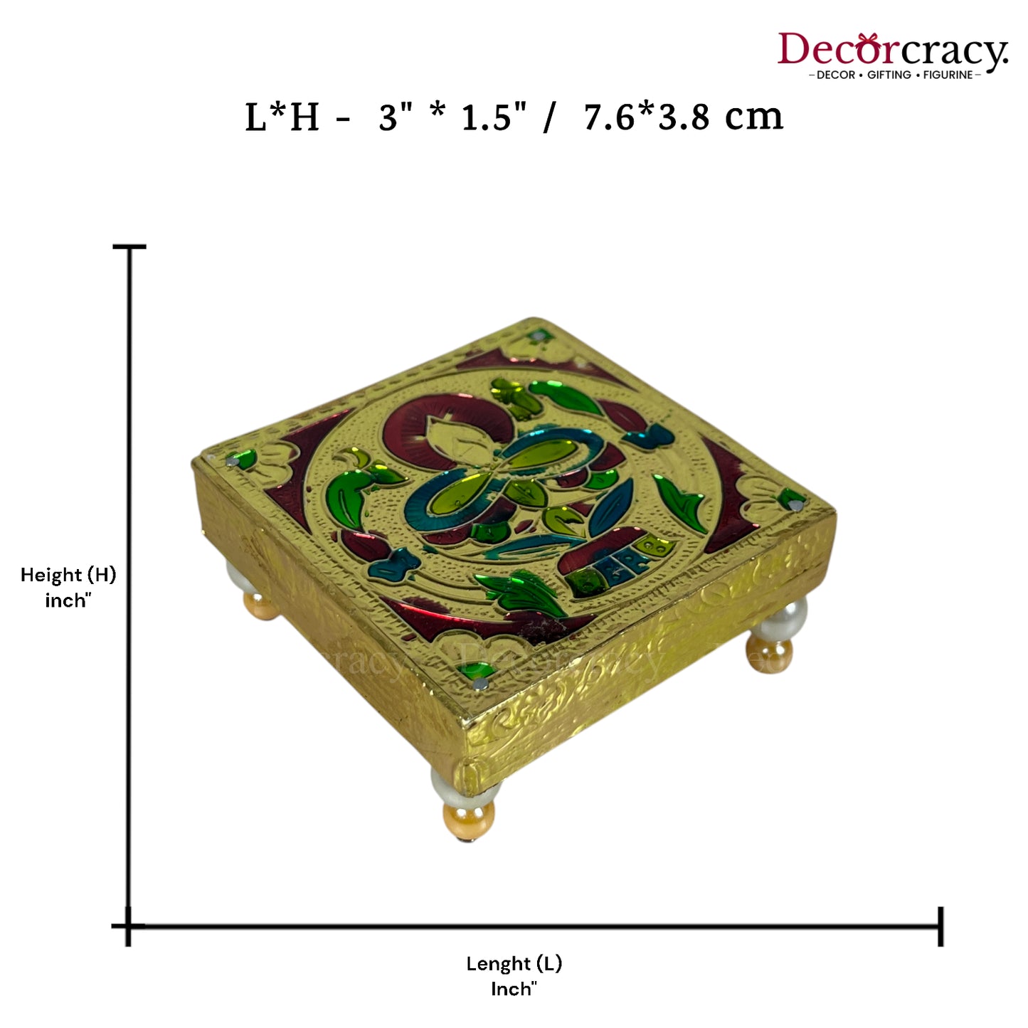 Chowki Patla 3" Wooden Golden