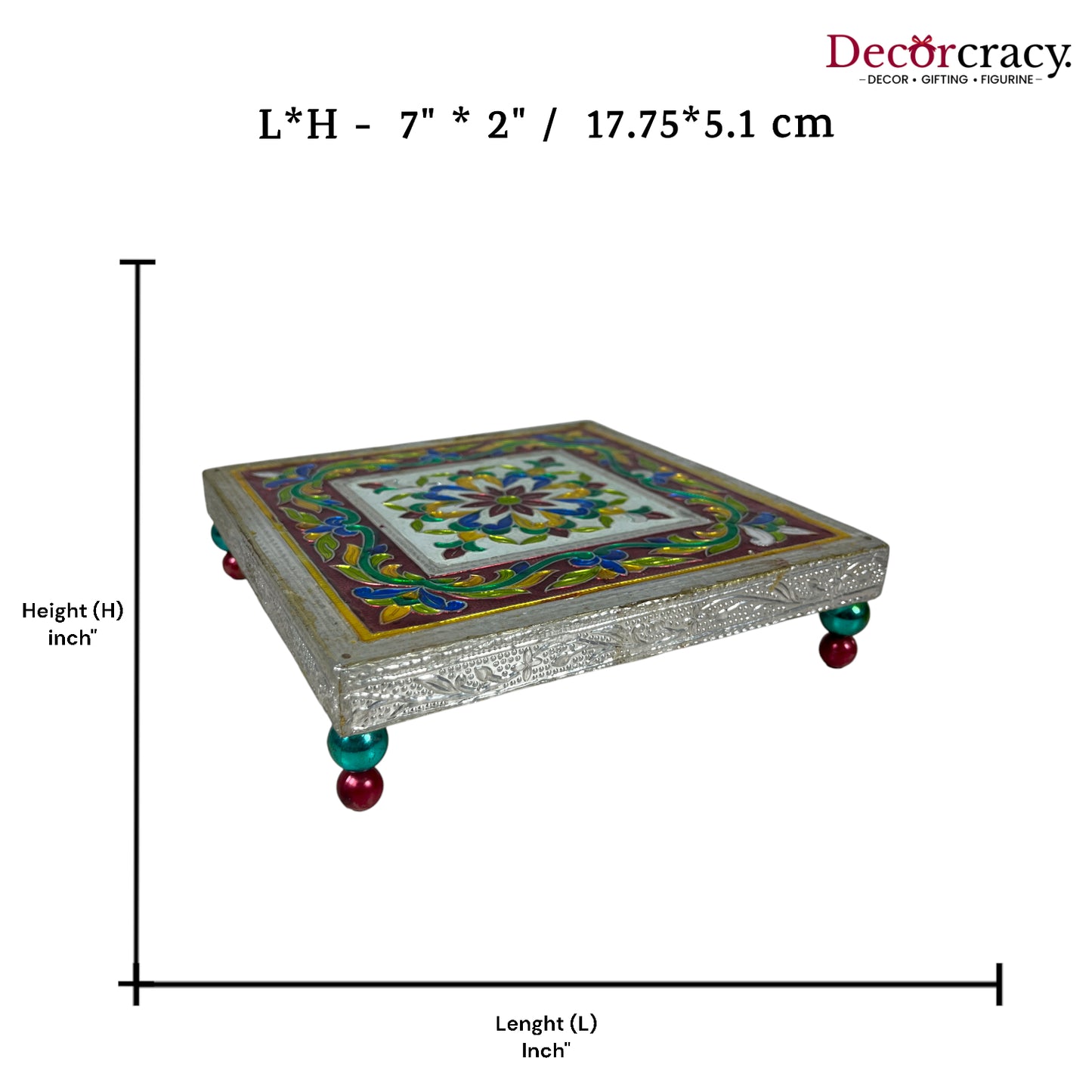 Chowki Patla 8" Wooden Silver