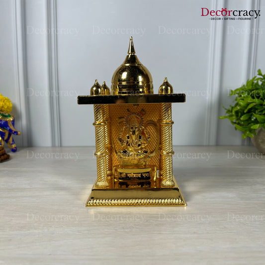 Shree Ganesh Mandir Metal Golden 6"