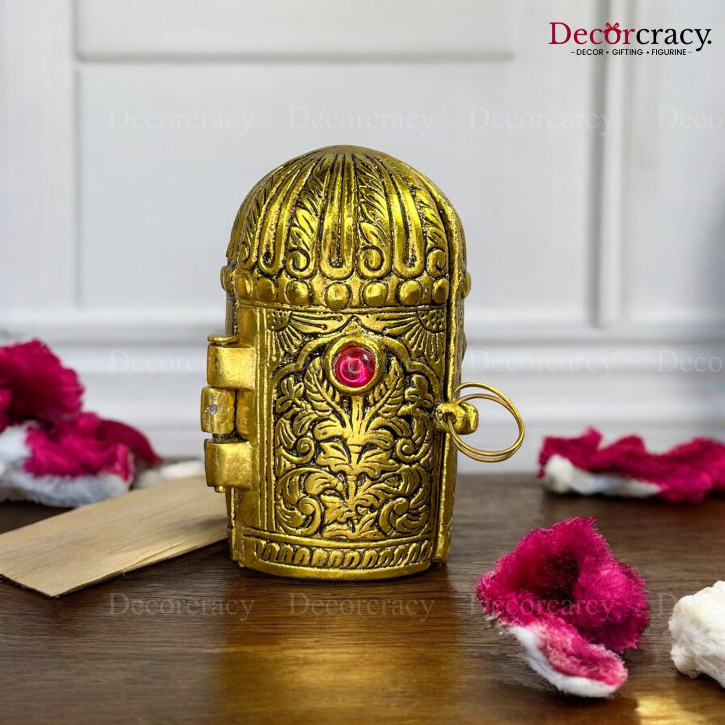 Shree Ram Darbar Round Folding Capsule Metal golden