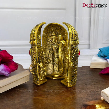 Shree Ram Darbar Round Folding Capsule Metal golden