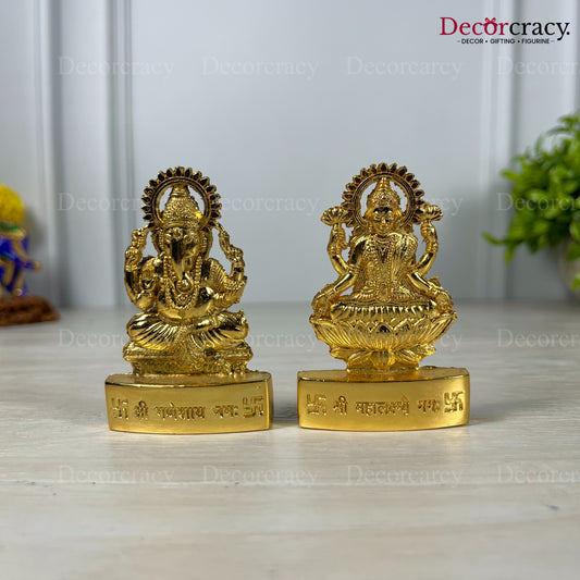 Shree Lakshmi Ganesh Set Golden Metal God SP Idol