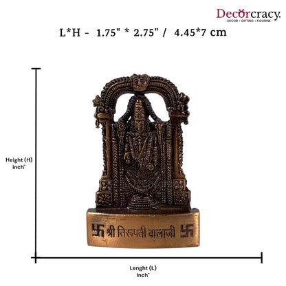 Tirupati Balaji Antique Copper Metal God SP Idol