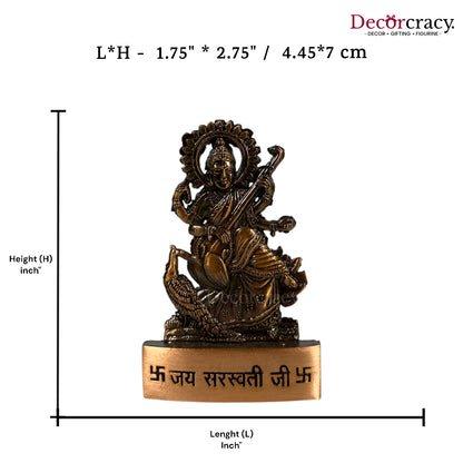 Maa Saraswati Antique Copper Metal God SP Idol