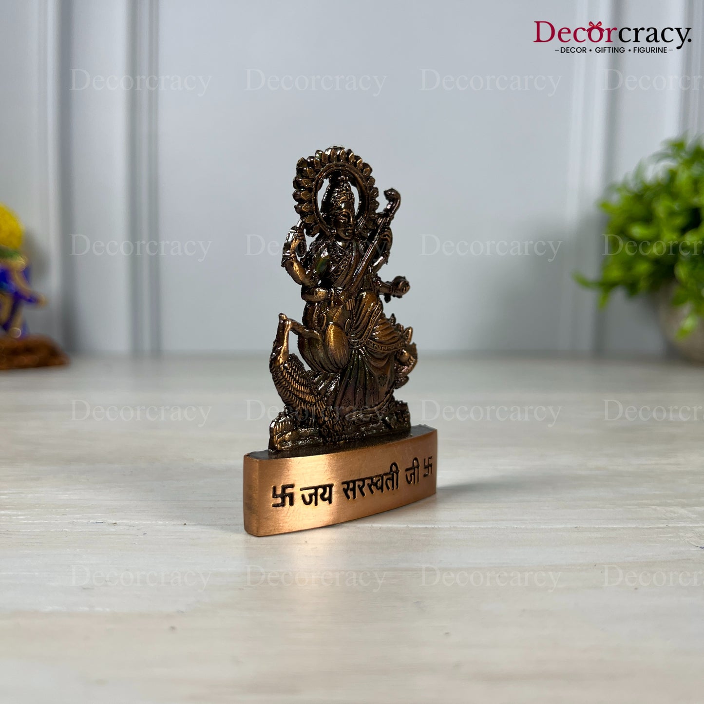 Maa Saraswati Antique Copper Metal God SP Idol