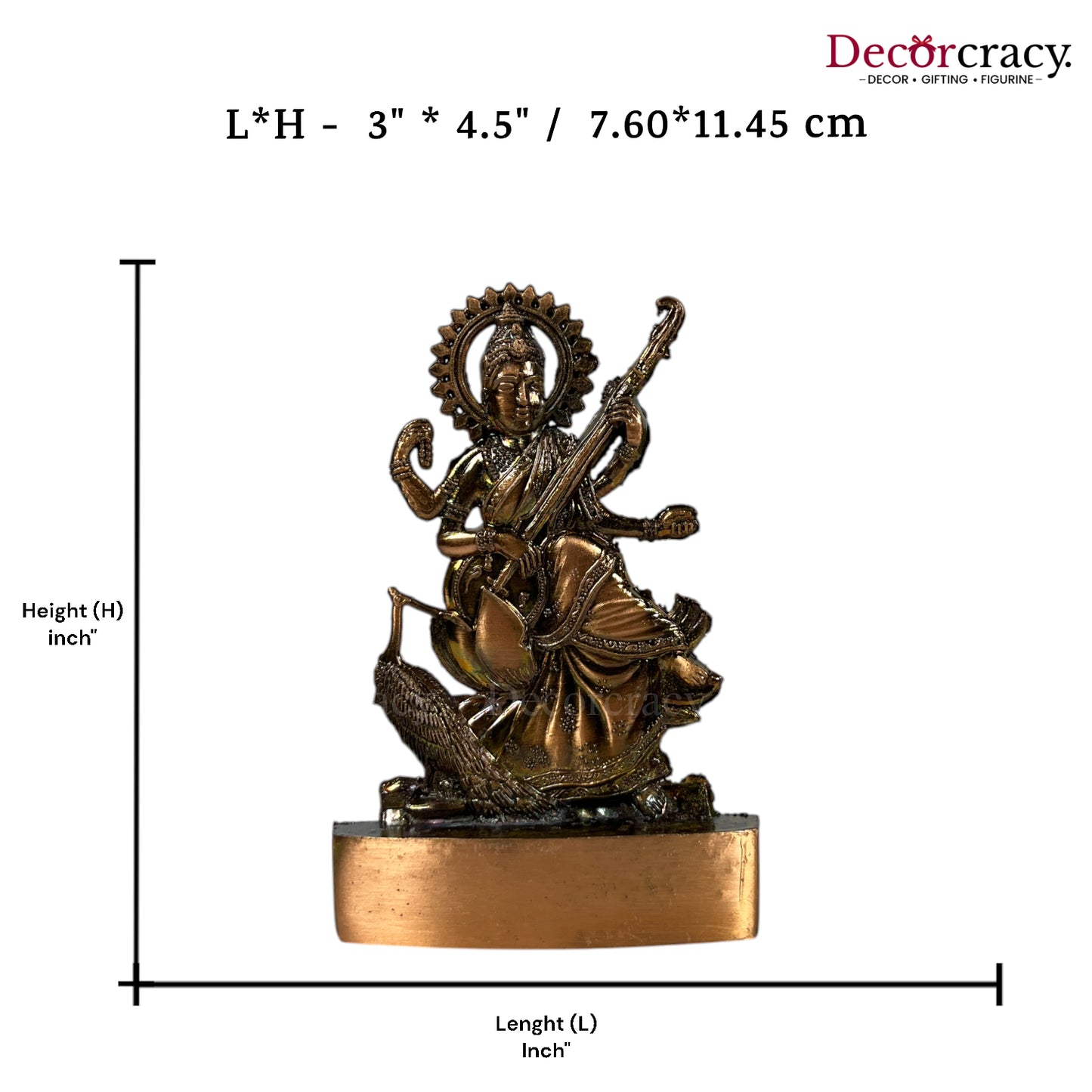 Maa Saraswati Antique Copper Metal God SP Idol