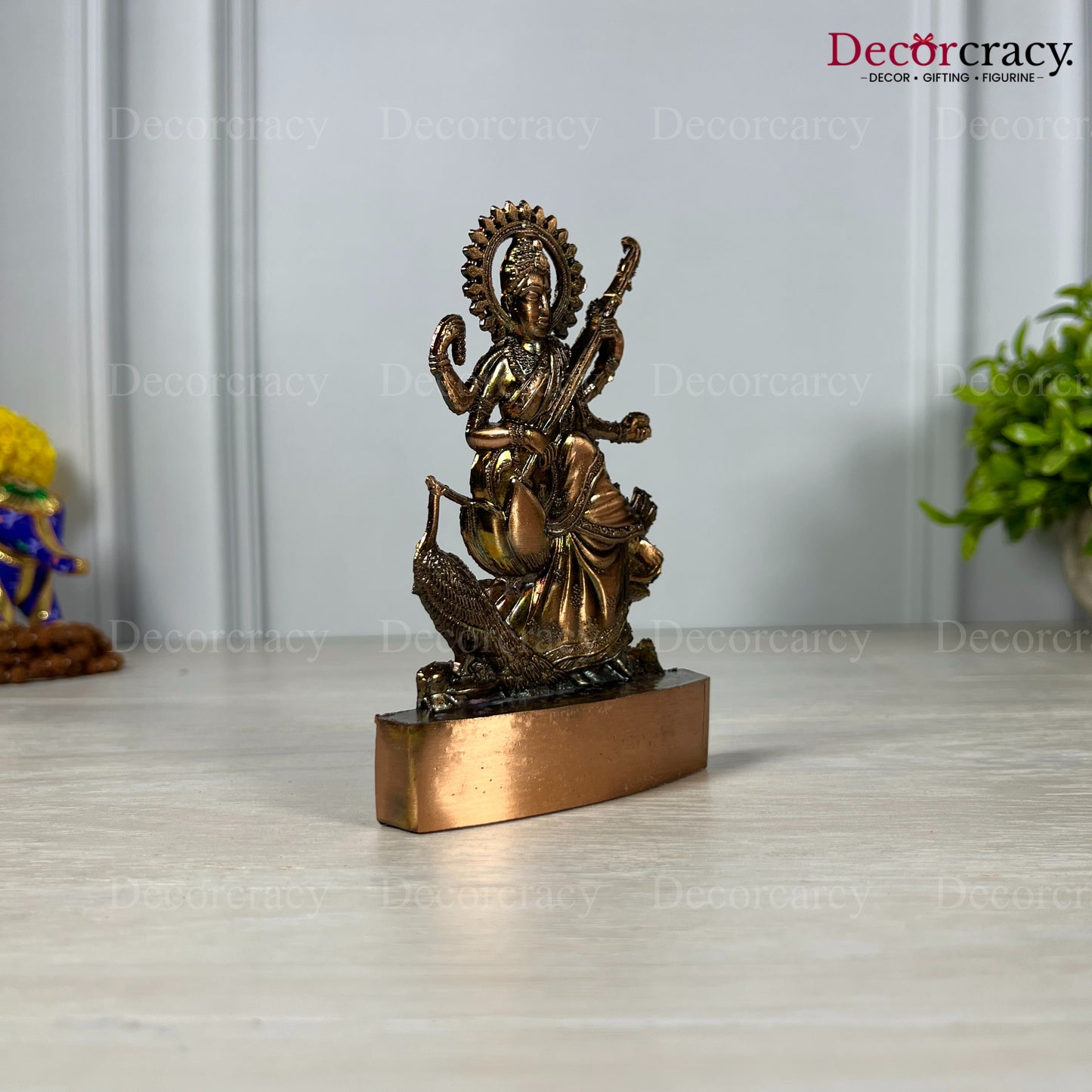 Maa Saraswati Antique Copper Metal God SP Idol