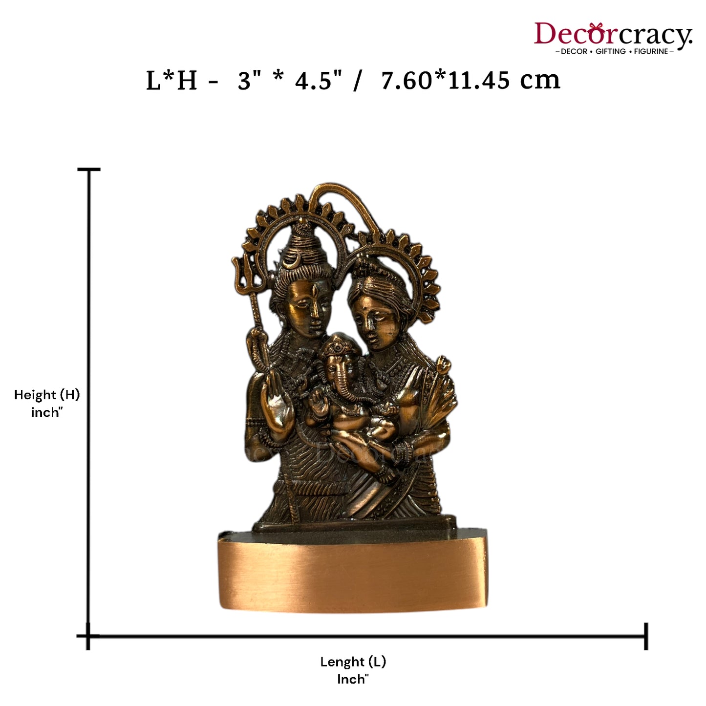 Shree Shiv Parivar Antique Copper Metal God SP Idol