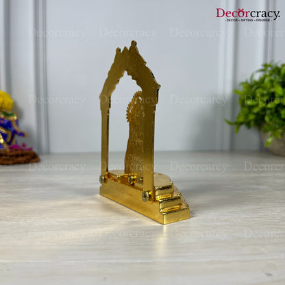 Shree Radha Krishna Peacock Mehraab Golden Metal God SP