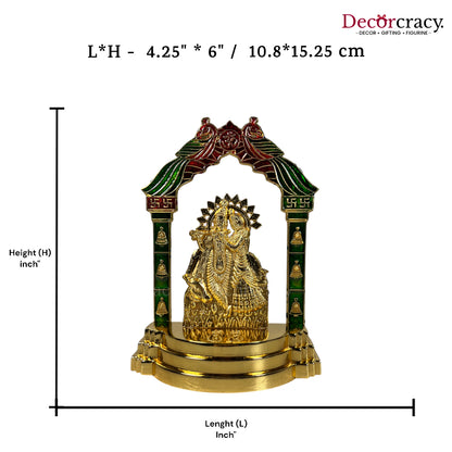 Shree Radha Krishna Peacock Mehraab Golden Metal God SP Idol