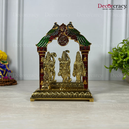 Shree Ram Darbar Peacock Mehraab Golden Metal God SP Idol