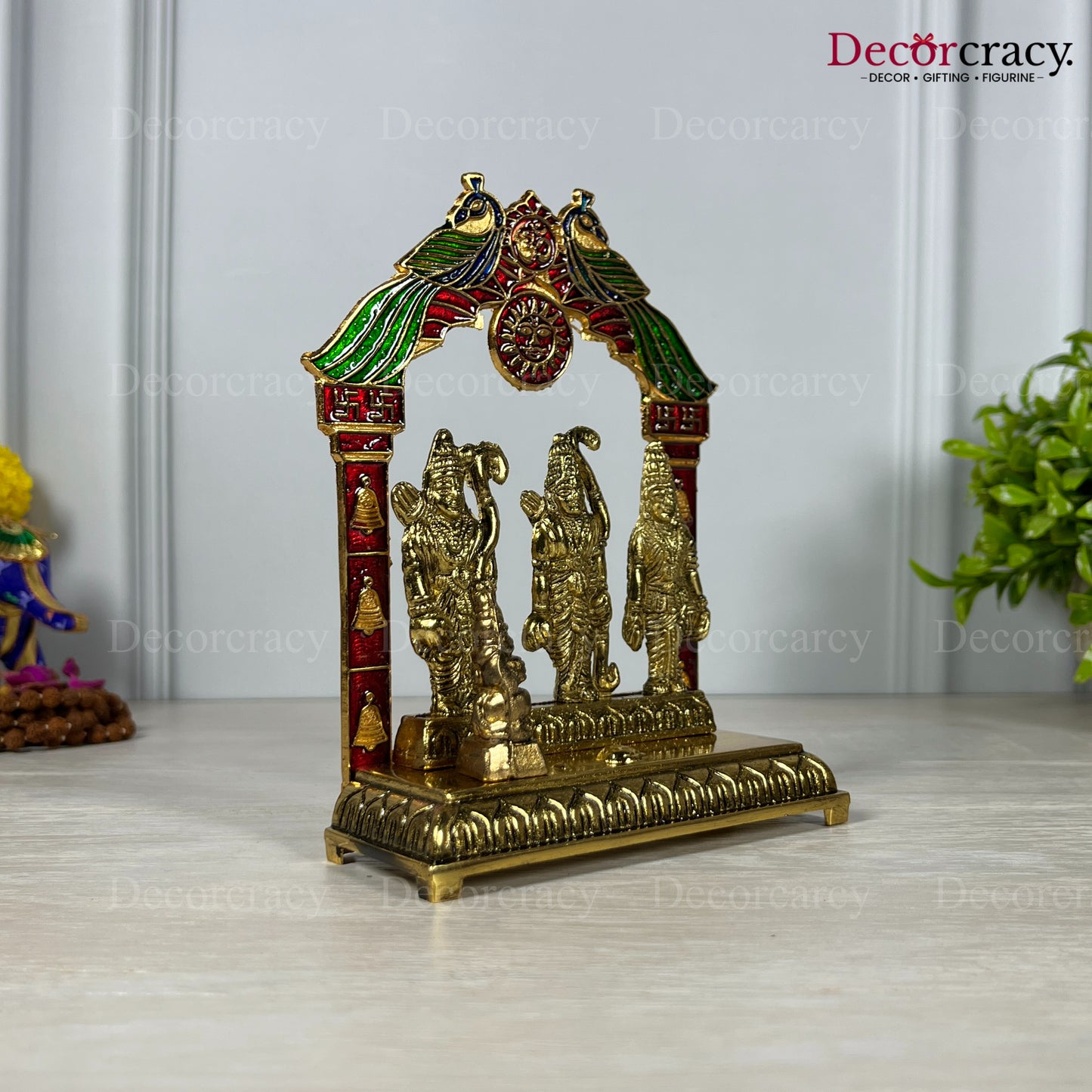 Shree Ram Darbar Peacock Mehraab Golden Metal God SP Idol