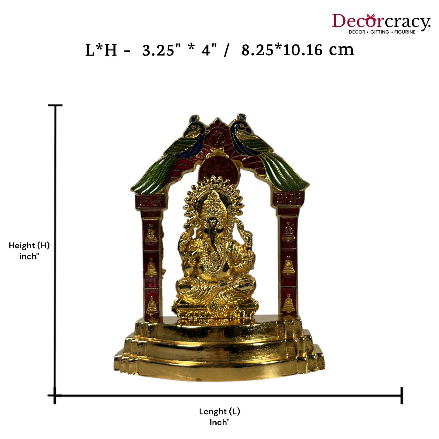 Shree Ganesh Peacock Mehraab Golden Metal God SP