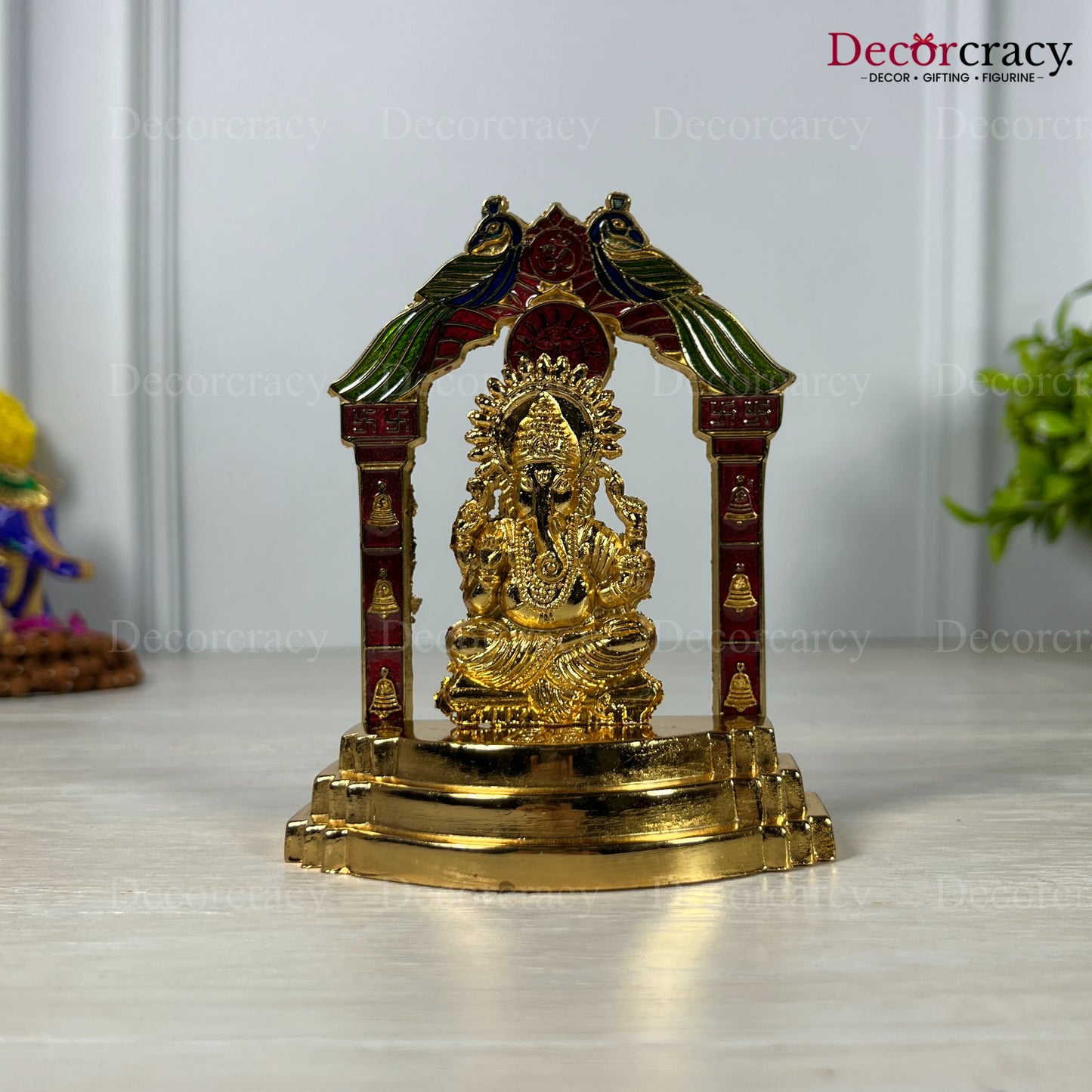 Shree Ganesh Peacock Mehraab Golden Metal God SP