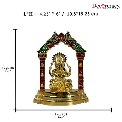 Shree Ganesh Peacock Mehraab Golden Metal God SP Idol