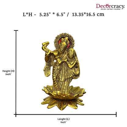 Shree Radha Krishna on Lotus Metal golden