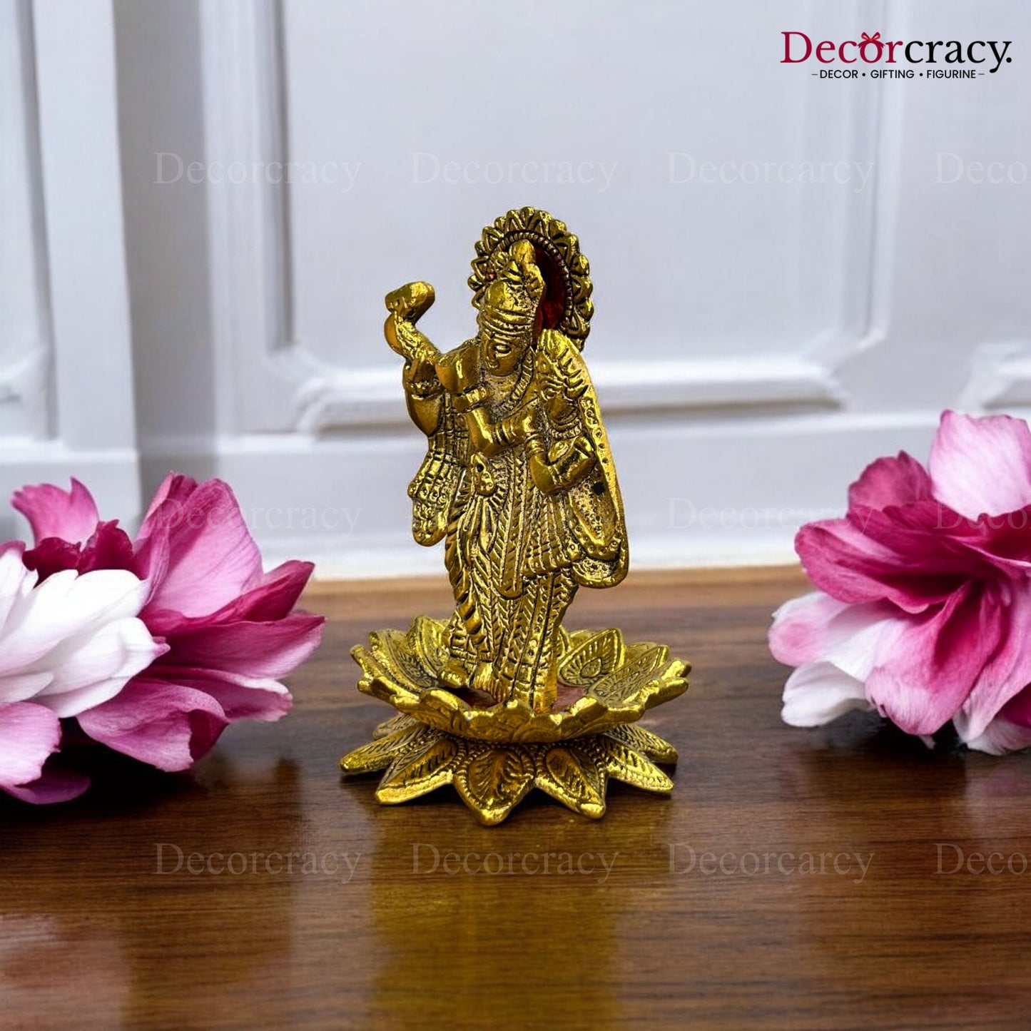 Shree Radha Krishna on Lotus Metal golden